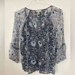 Joie blue silk blouse